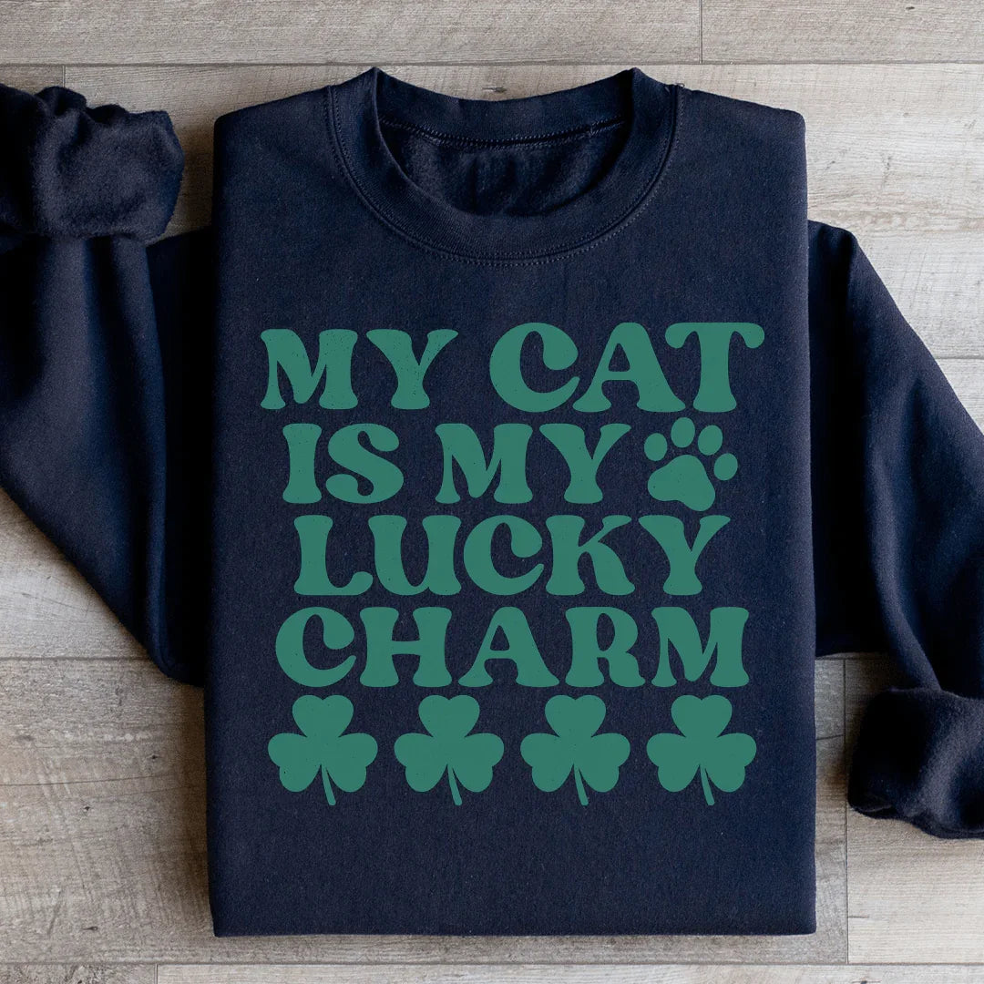 My Cat Is My Lucky Charm Sweatshirt - WonderingCloth