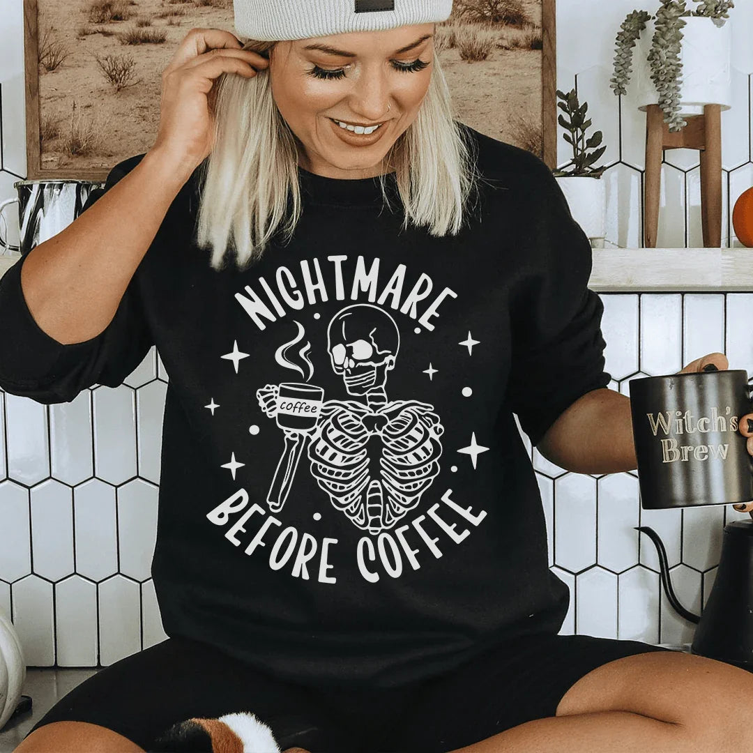 Nightmare Before Coffee Skeleton Sweatshirt - WonderingCloth