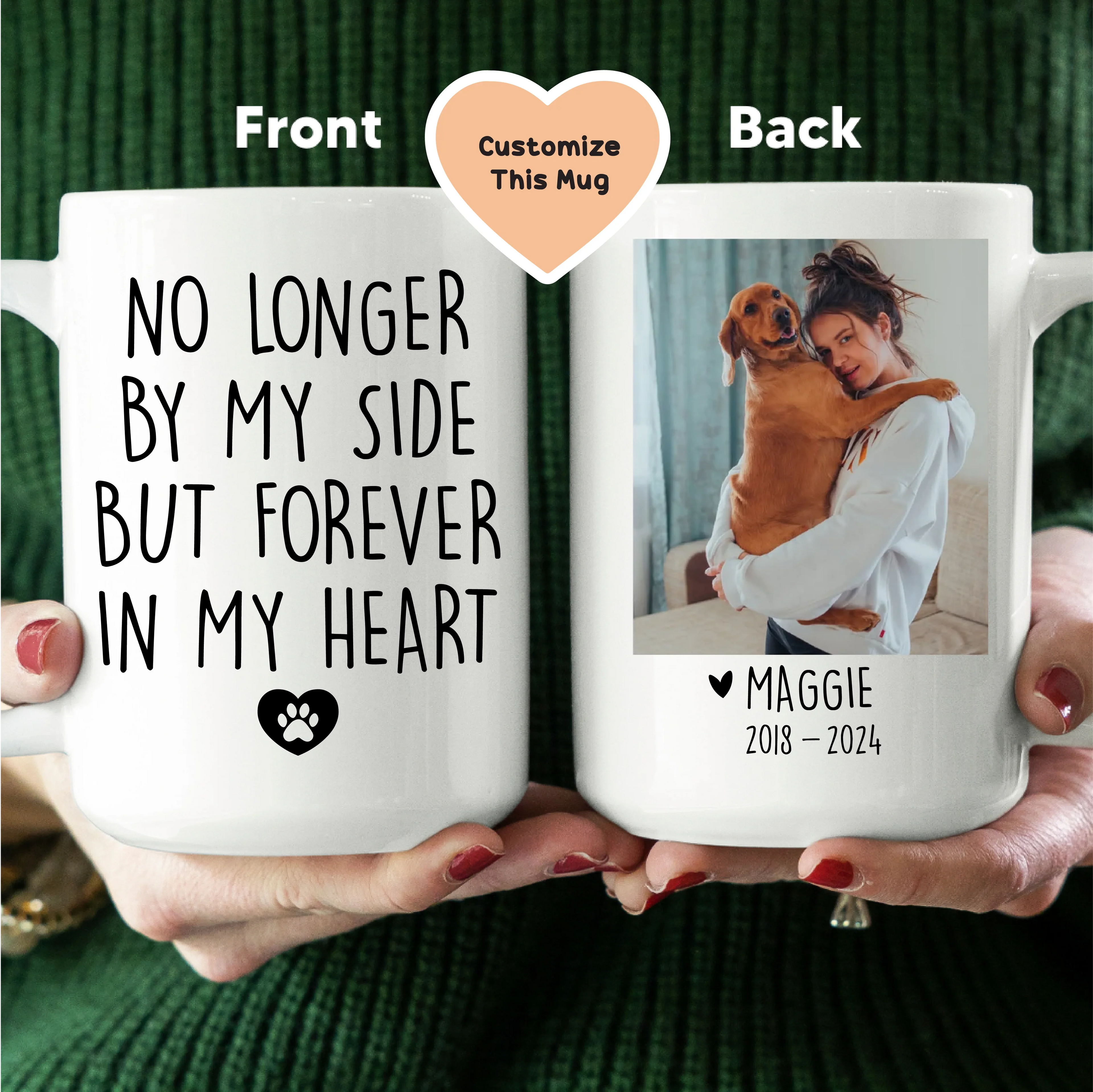No Longer By My Side Pet Memorial Custom Mug - WonderingCloth