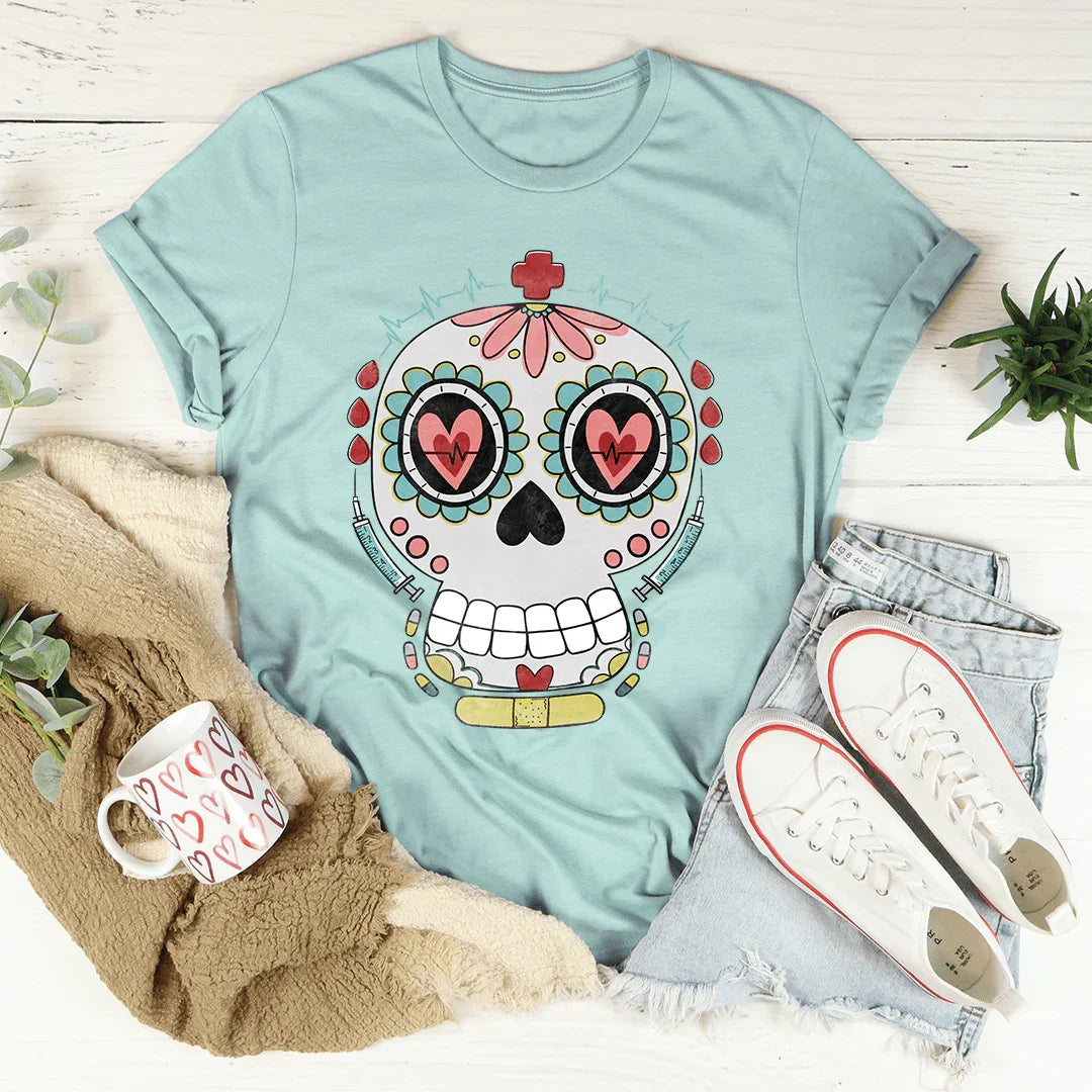 Nurse Sugar Skull Tee - WonderingCloth