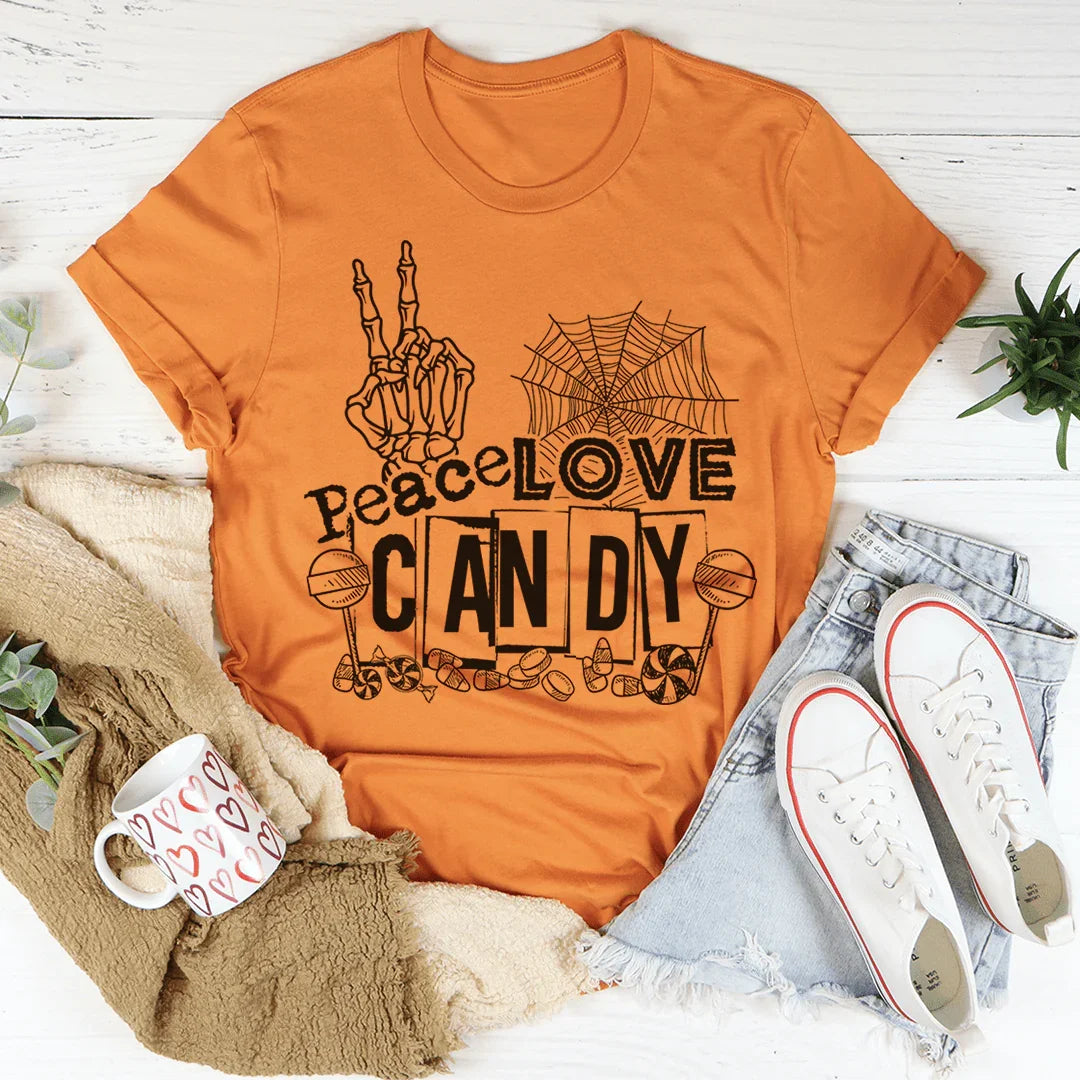 Peace Love Candy Tee - WonderingCloth