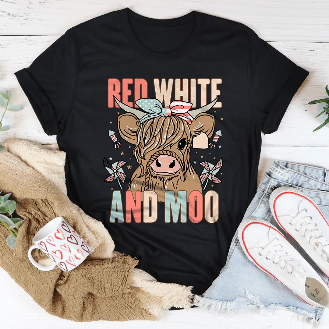 Red White And Moo Tee - WonderingCloth