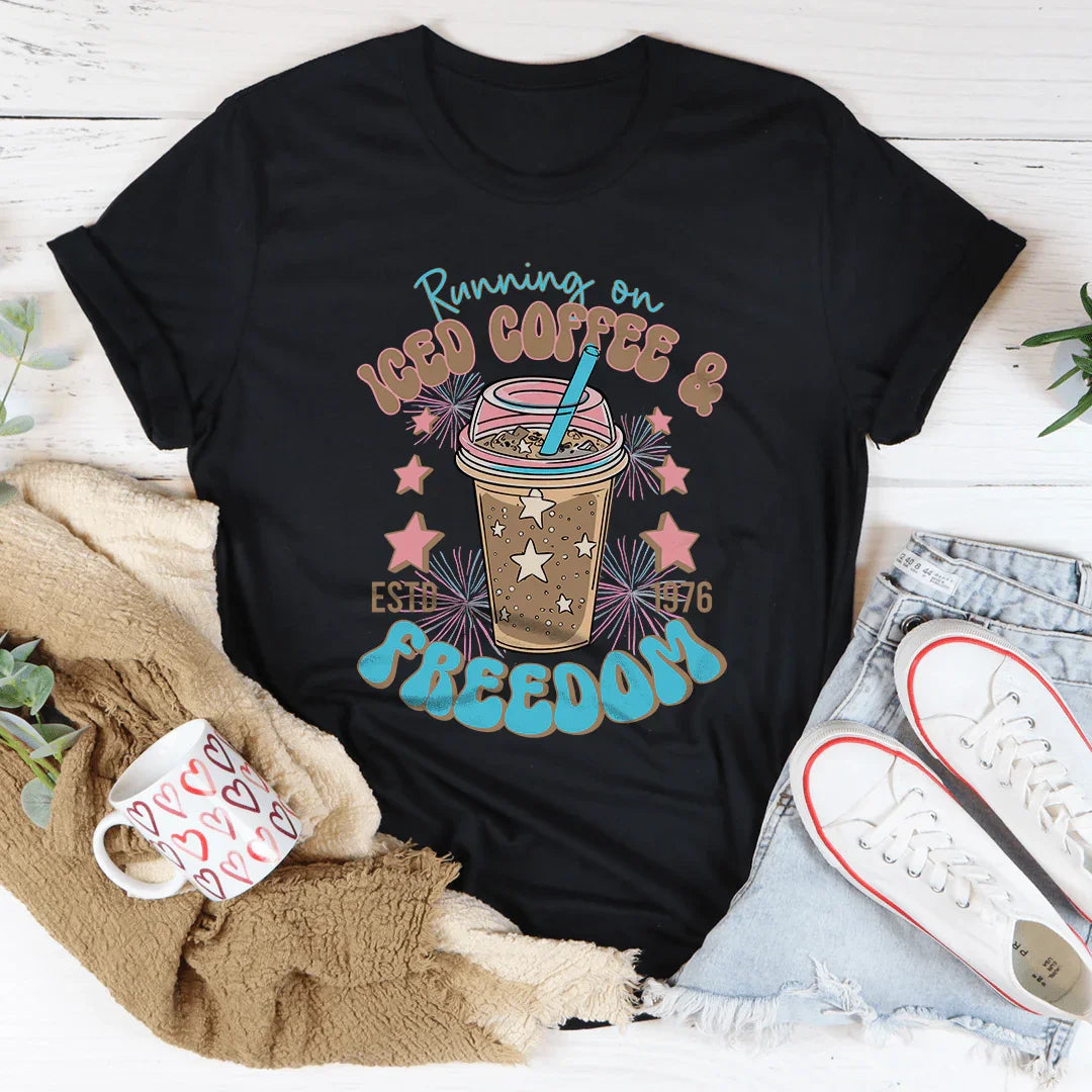 Running On Iced Coffee And Freedom Estd 1976 Tee - WonderingCloth