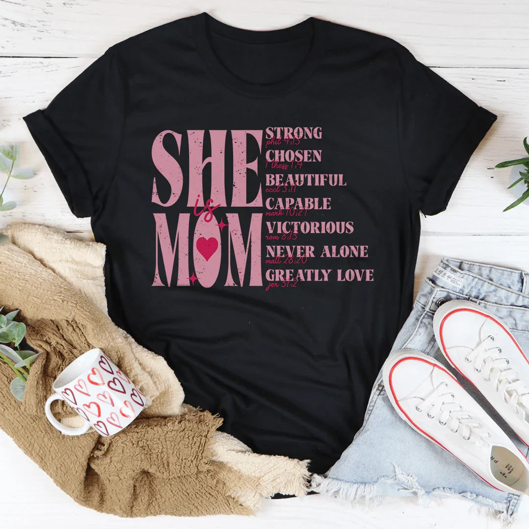 She Is Mom Tee - WonderingCloth