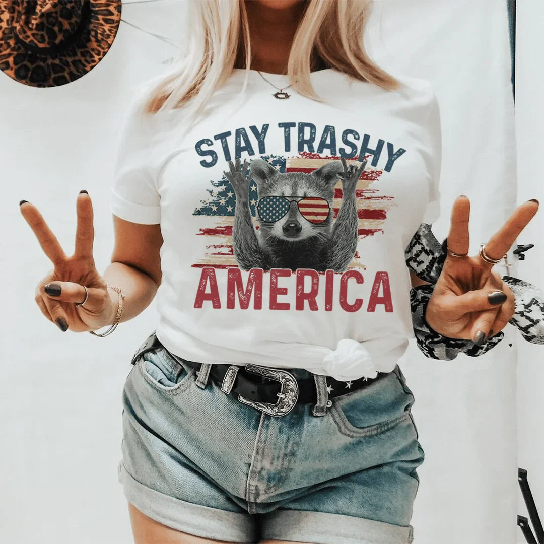 Stay Trashy America Tee - WonderingCloth