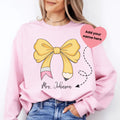 Teacher Personalized Bow Pencil Sweatshirt with Name - WonderingCloth