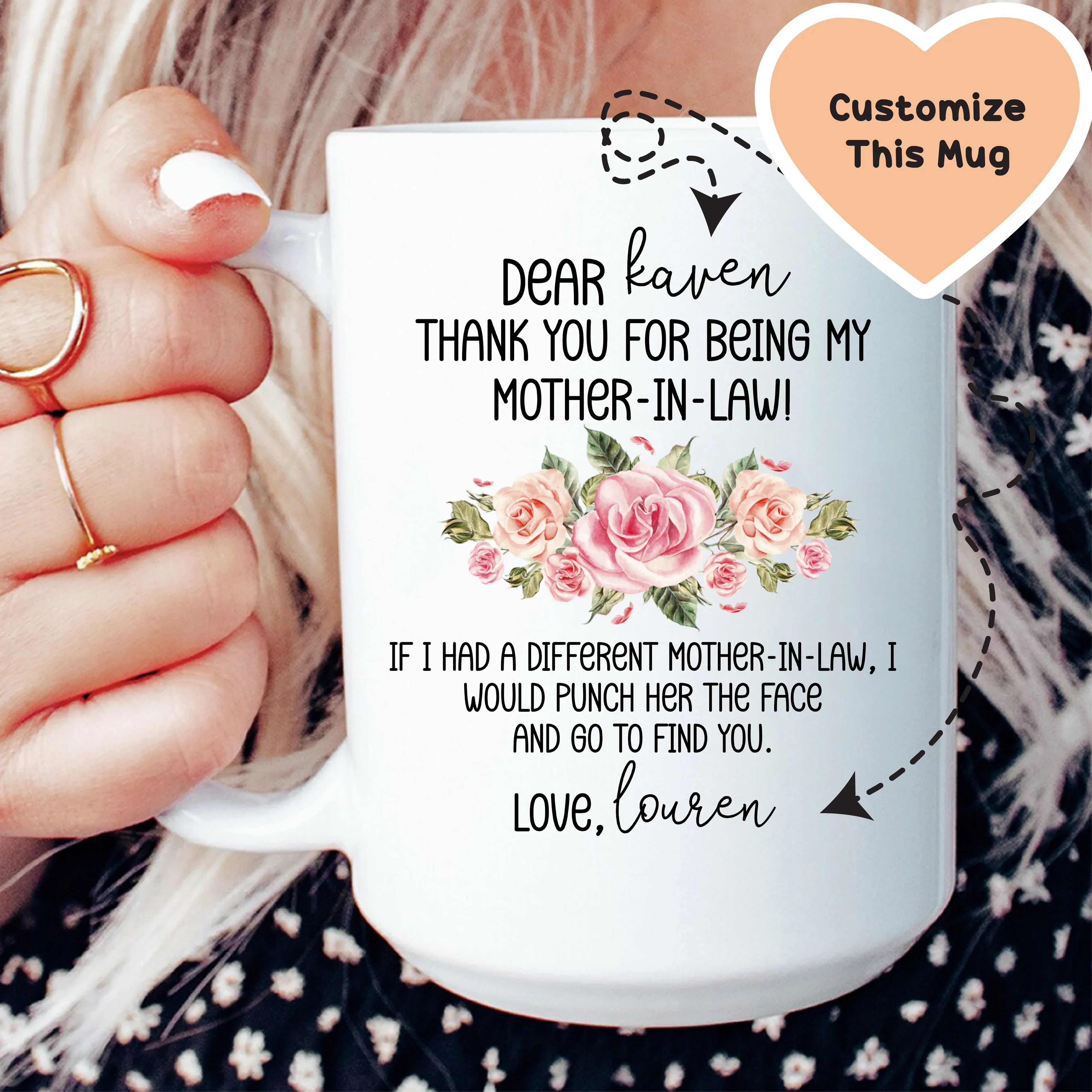 Thank For Being My Mother In Law Custom Mug - WonderingCloth