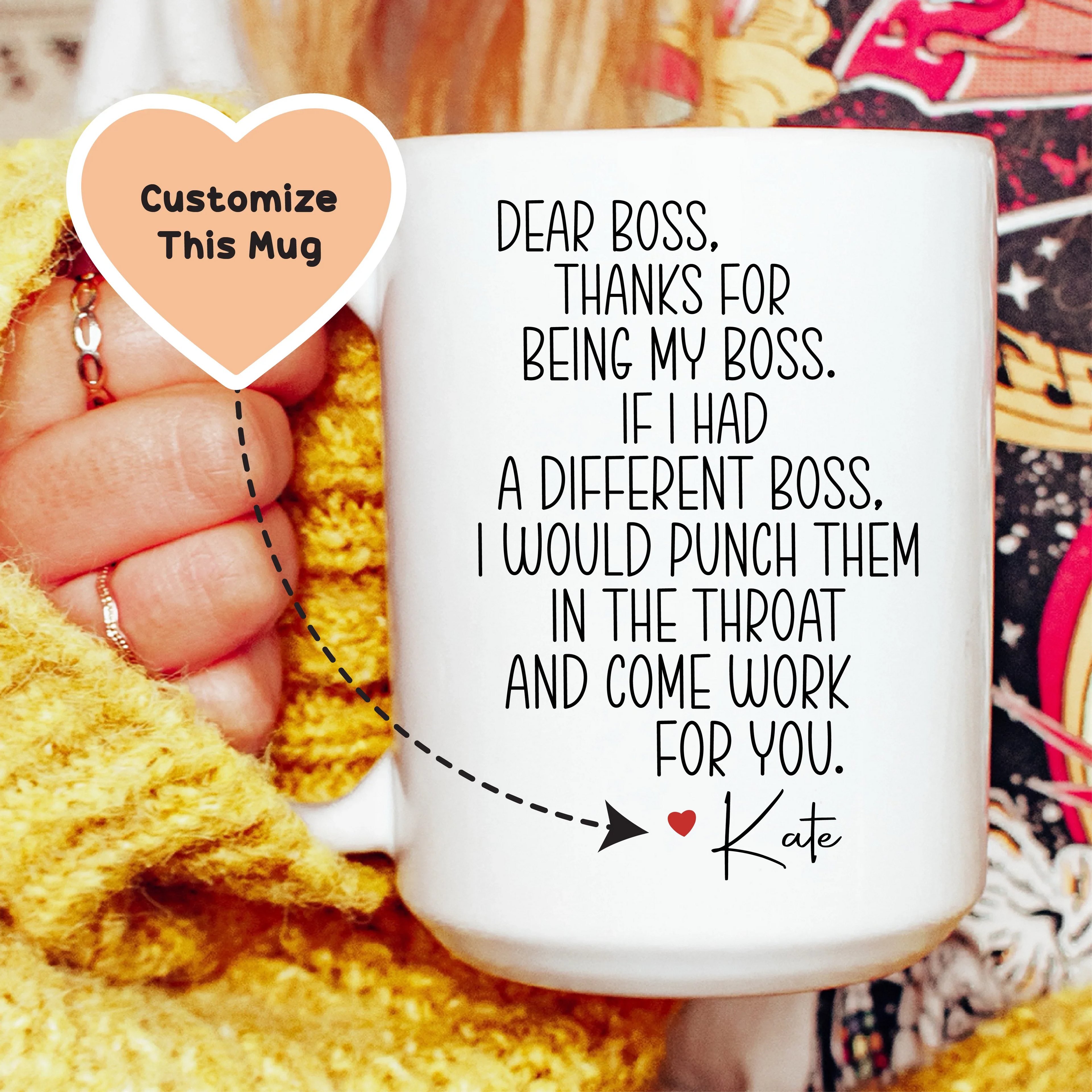 Thanks For Being My Boss Custom Mug - WonderingCloth