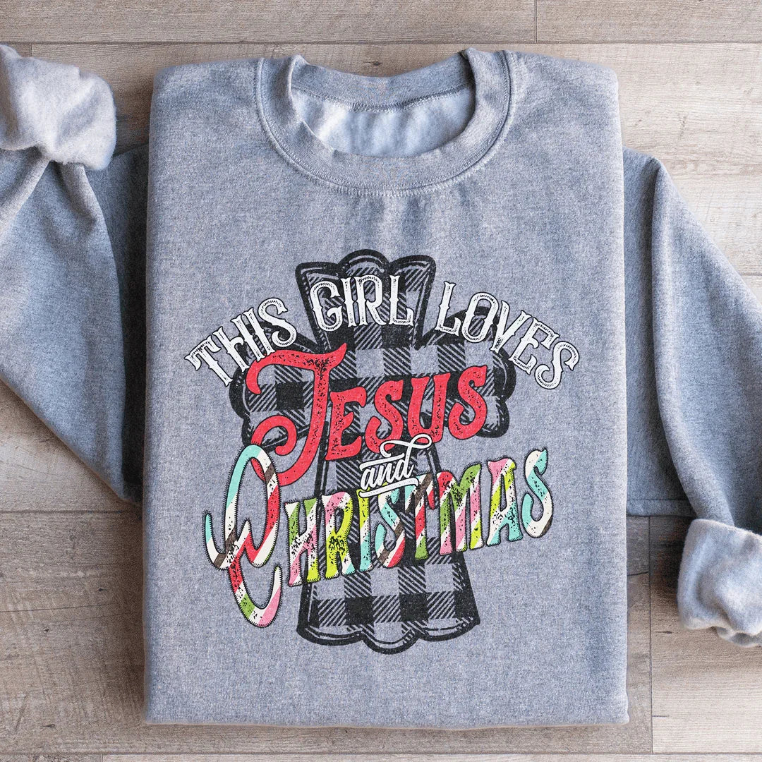 This Girl Loves Jesus & Christmas Sweatshirt - WonderingCloth