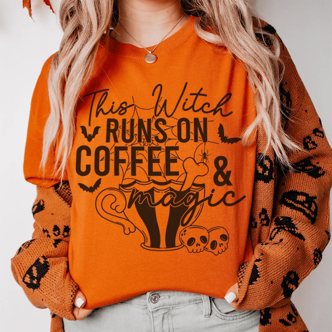 This Witch Runs On Coffee & Magic Tee - WonderingCloth