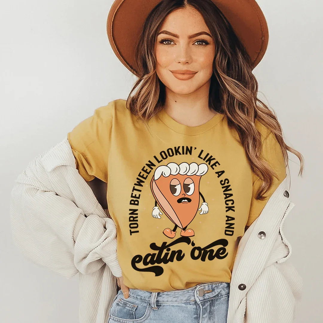 Torn Between Lookin' Like A Snack And Eating One Pumpkin Pie Tee - WonderingCloth