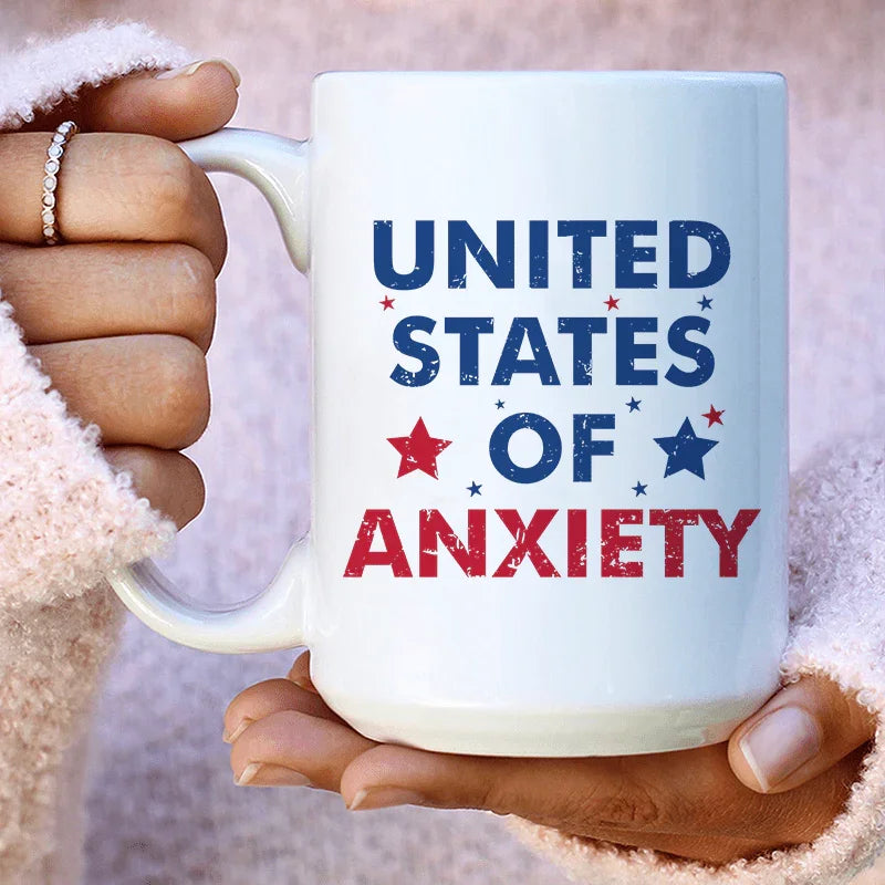 United States Of Anxiety Ceramic Mug 15 oz - WonderingCloth
