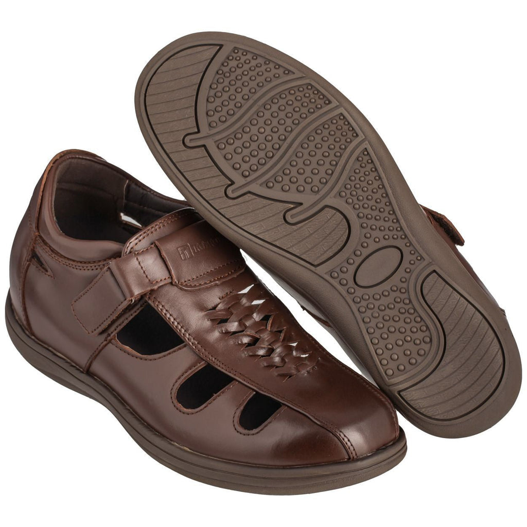 TOTO - G13072 - 3.2 Inches Taller (Cordovan Dark Brown) Braided Sandals - Super Lightweight - WonderingCloth