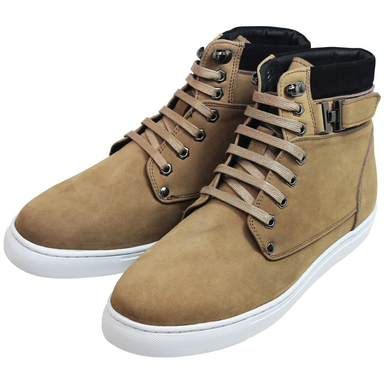 CALTO - T53121 - 2.6 Inches Taller (Nubuck Tan) - High top sneak-boot - WonderingCloth