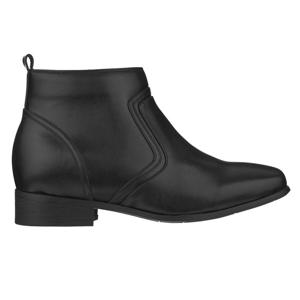 CALTO - G99809 - 3.2 Inches Taller (Black) - Zipper Boots - WonderingCloth