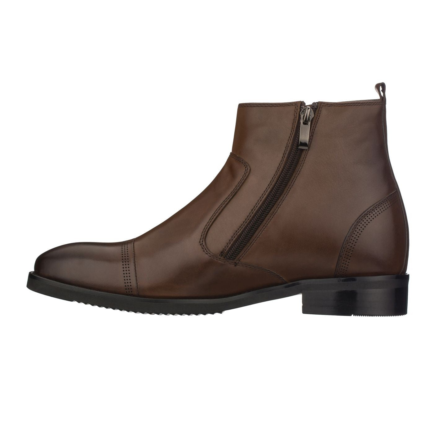 CALTO - S28002 - 2.8 Inches Taller (Dark Brown) - Lightweight - Zipper Boots - WonderingCloth