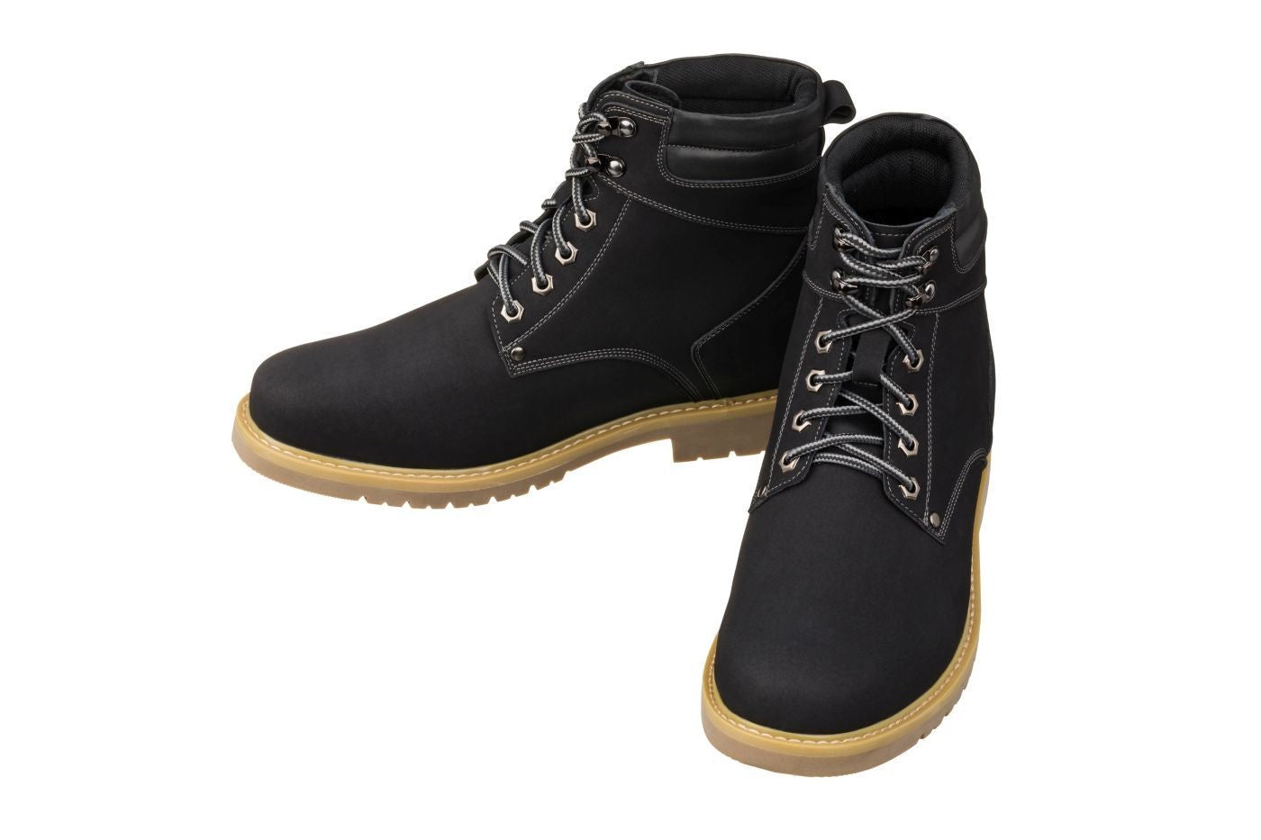 CALTO - K8820 - 3.2 Inches Taller (Nubuck Black) - Work Style Boot - WonderingCloth