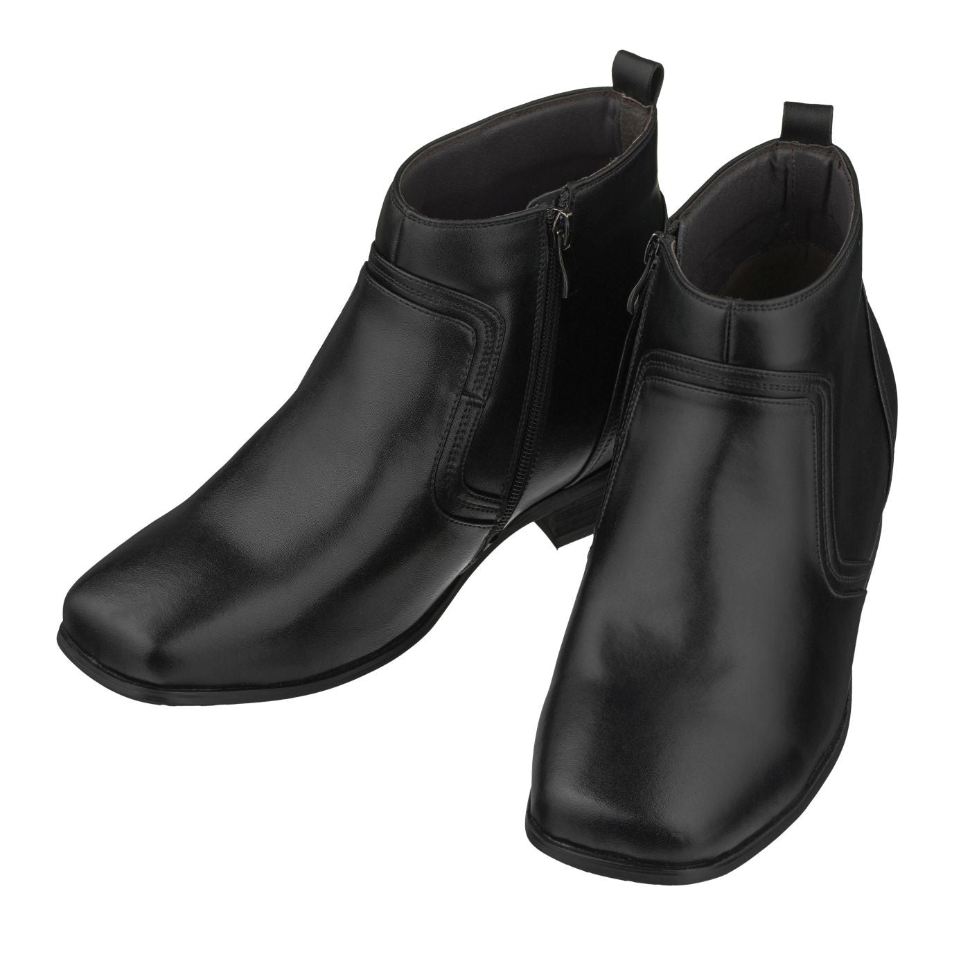 CALTO - G99809 - 3.2 Inches Taller (Black) - Zipper Boots - WonderingCloth