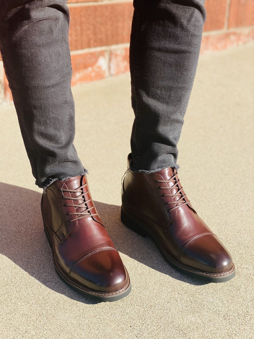 CALTO 3.2-Inch Taller Dark Brown Leather Boots Y41081 - WonderingCloth