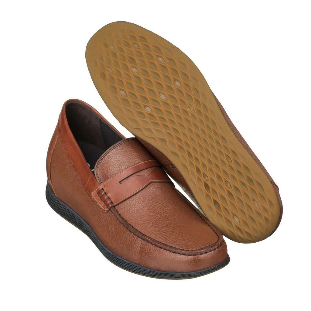 CALTO Lightweight Brown Penny Loafers - 2.4 Inches - S1092 - WonderingCloth