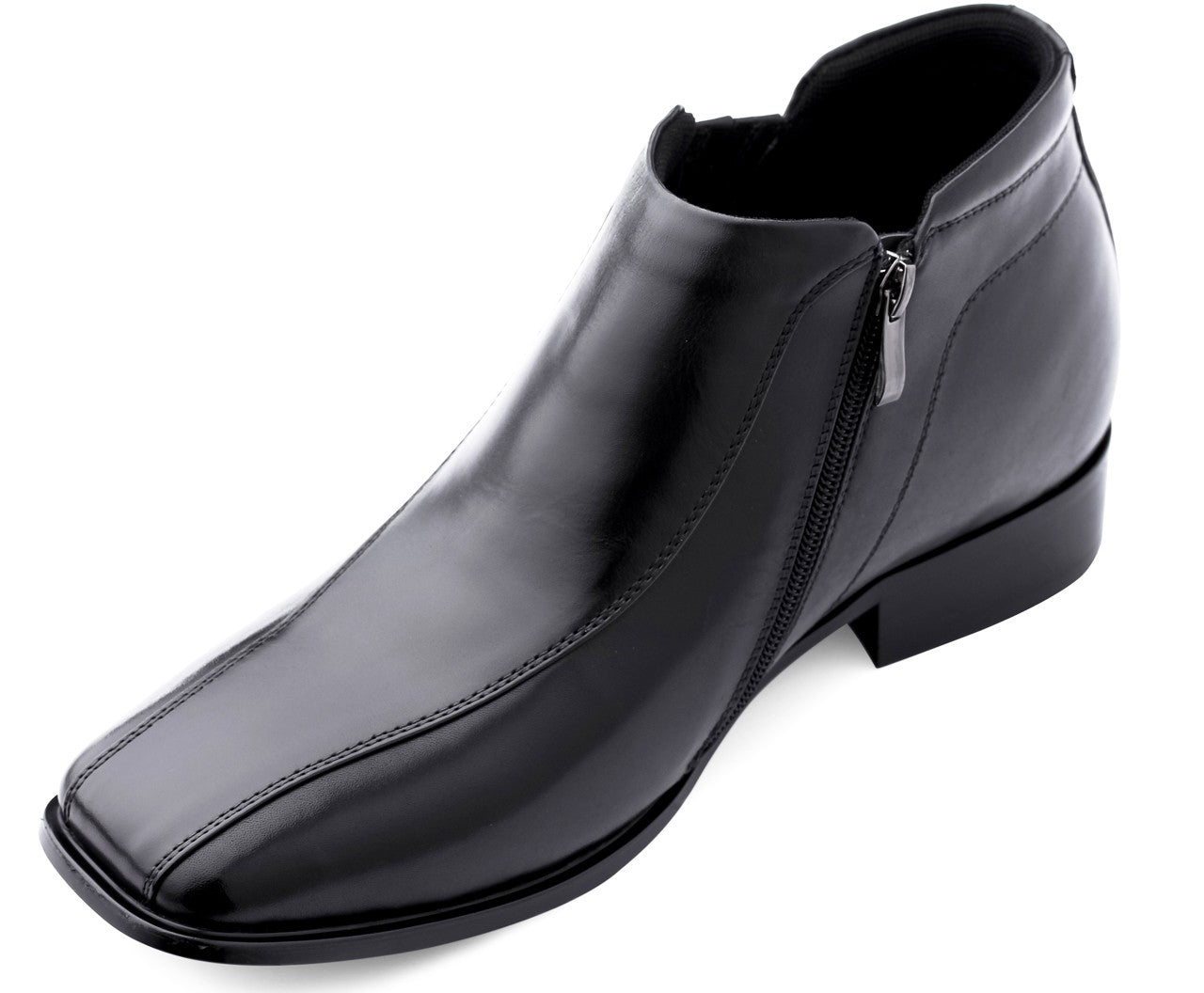 CALDEN - K99805 - 3.2 Inches Taller (Black) Zipper Boots - WonderingCloth