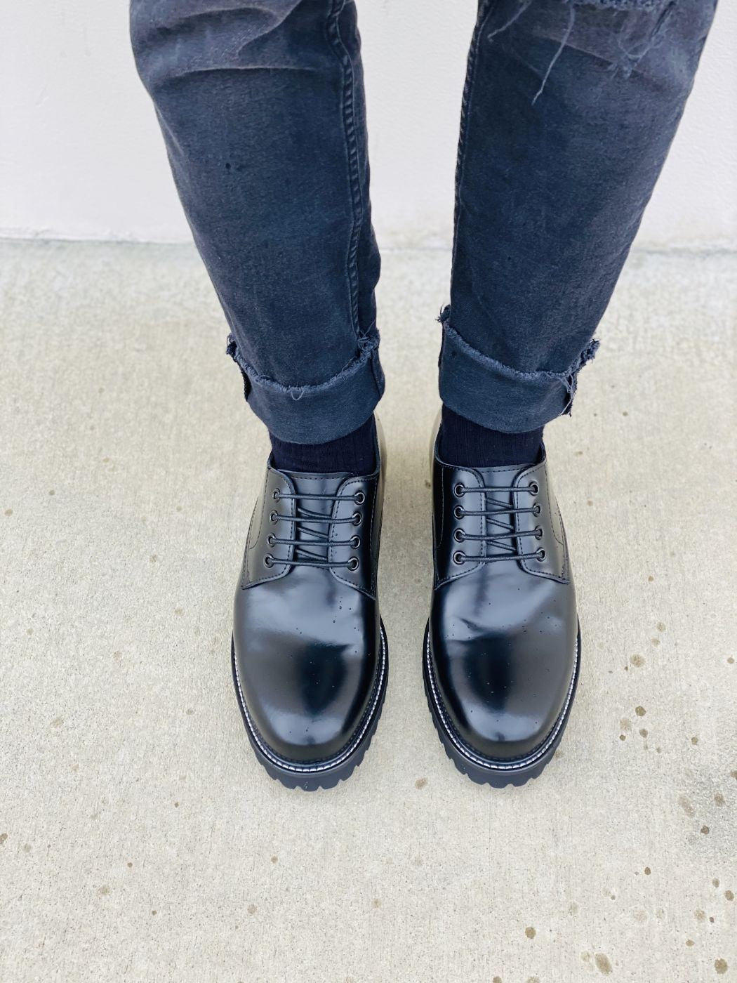CALTO S9118 - 3" Taller Black Leather Elevator Work Shoes - WonderingCloth