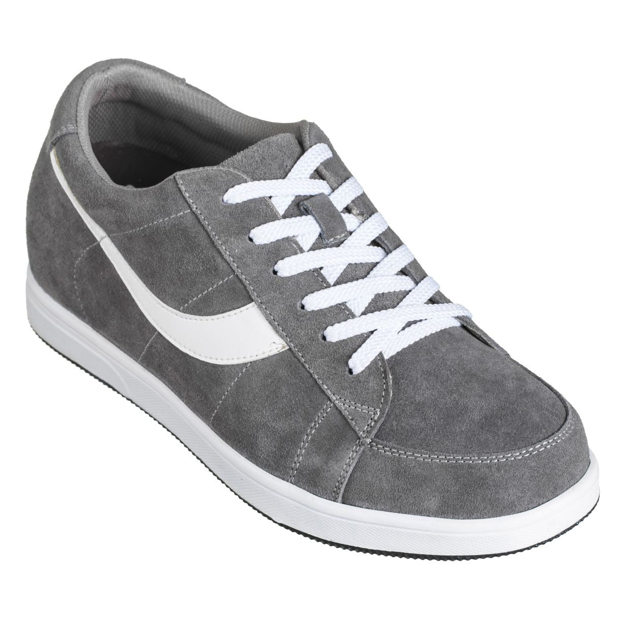 2.8-Inch TOTO Gray & White Suede Leather Sneakers - A1911 - WonderingCloth