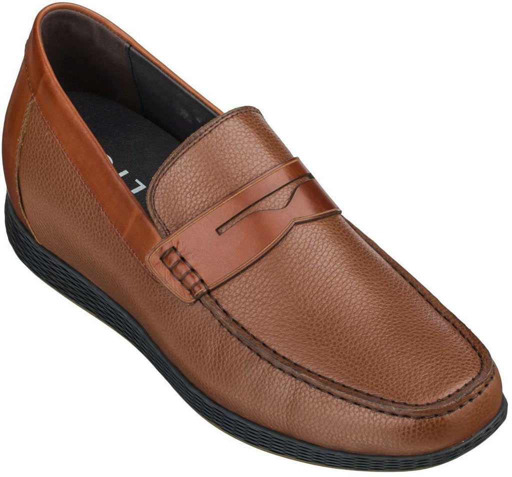 CALTO Lightweight Brown Penny Loafers - 2.4 Inches - S1092 - WonderingCloth