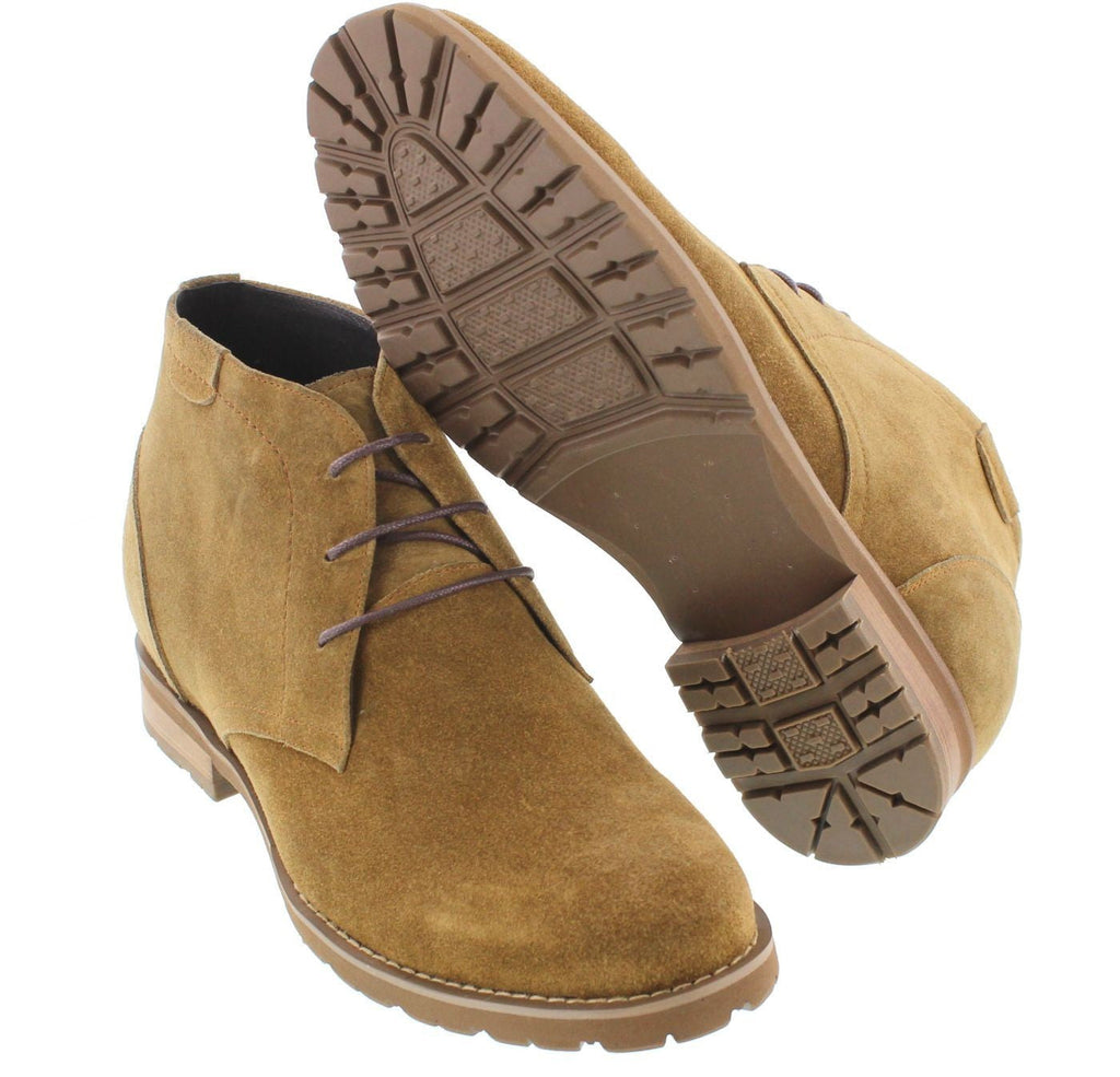 CALTO Brown Nubuck Leather Dress Boots - Three Inches - T65561 - WonderingCloth