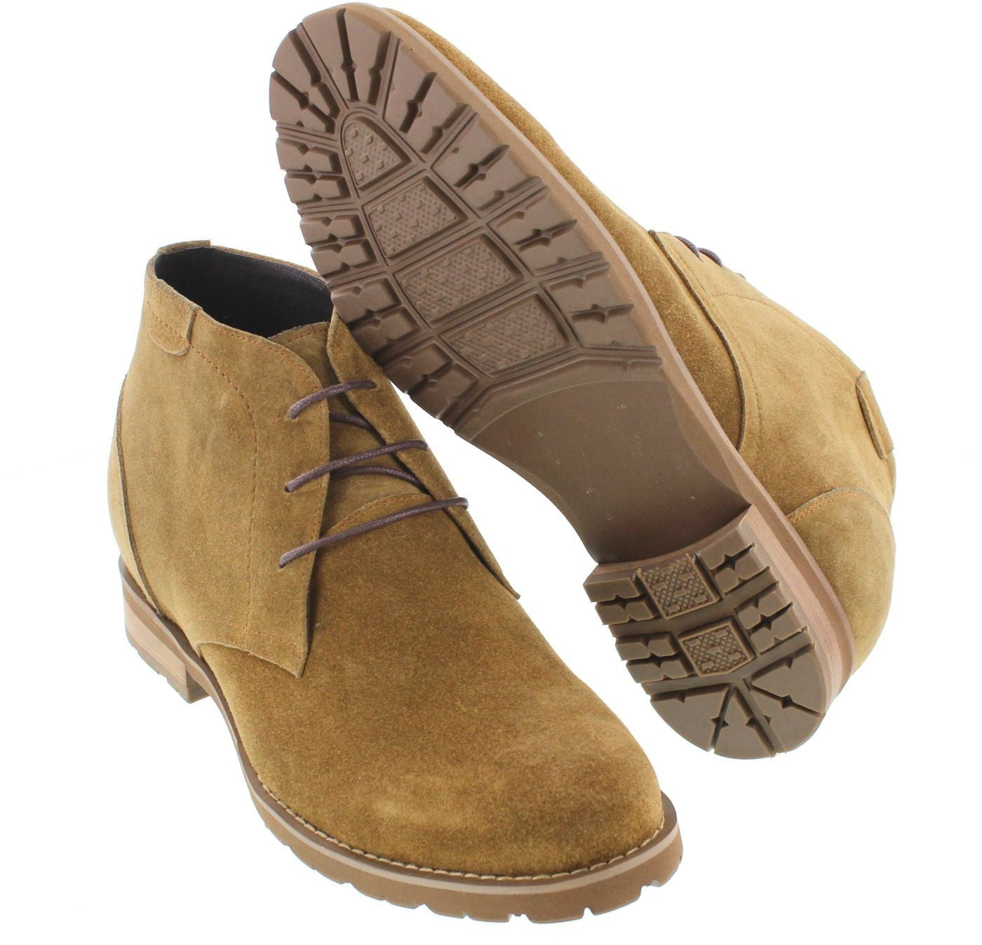 CALTO Brown Nubuck Leather Dress Boots - Three Inches - T65561 - WonderingCloth