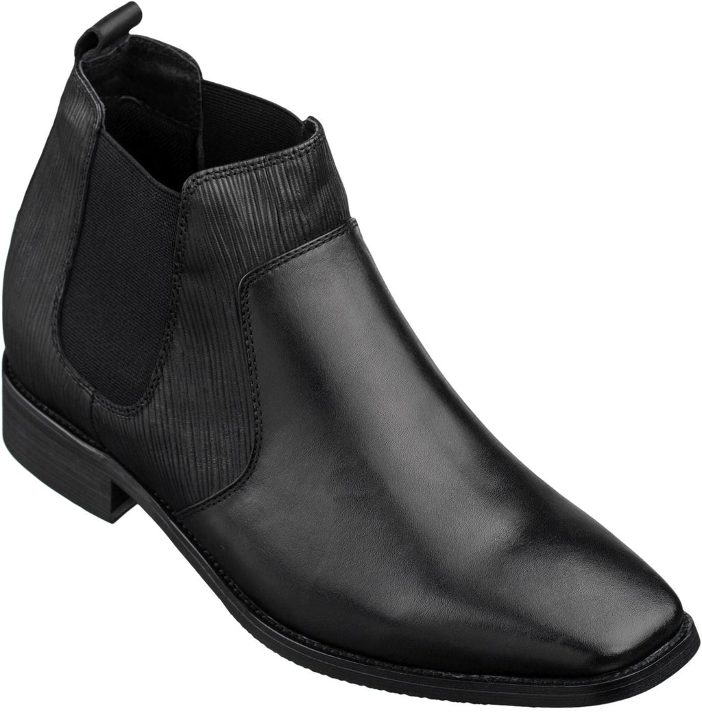 CALTO Black Leather Chelsea Boots - 3 Inches - T54021 - WonderingCloth