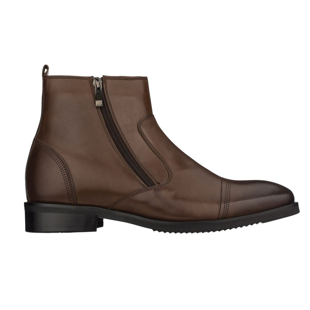 CALTO - S28002 - 2.8 Inches Taller (Dark Brown) - Lightweight - Zipper Boots - WonderingCloth