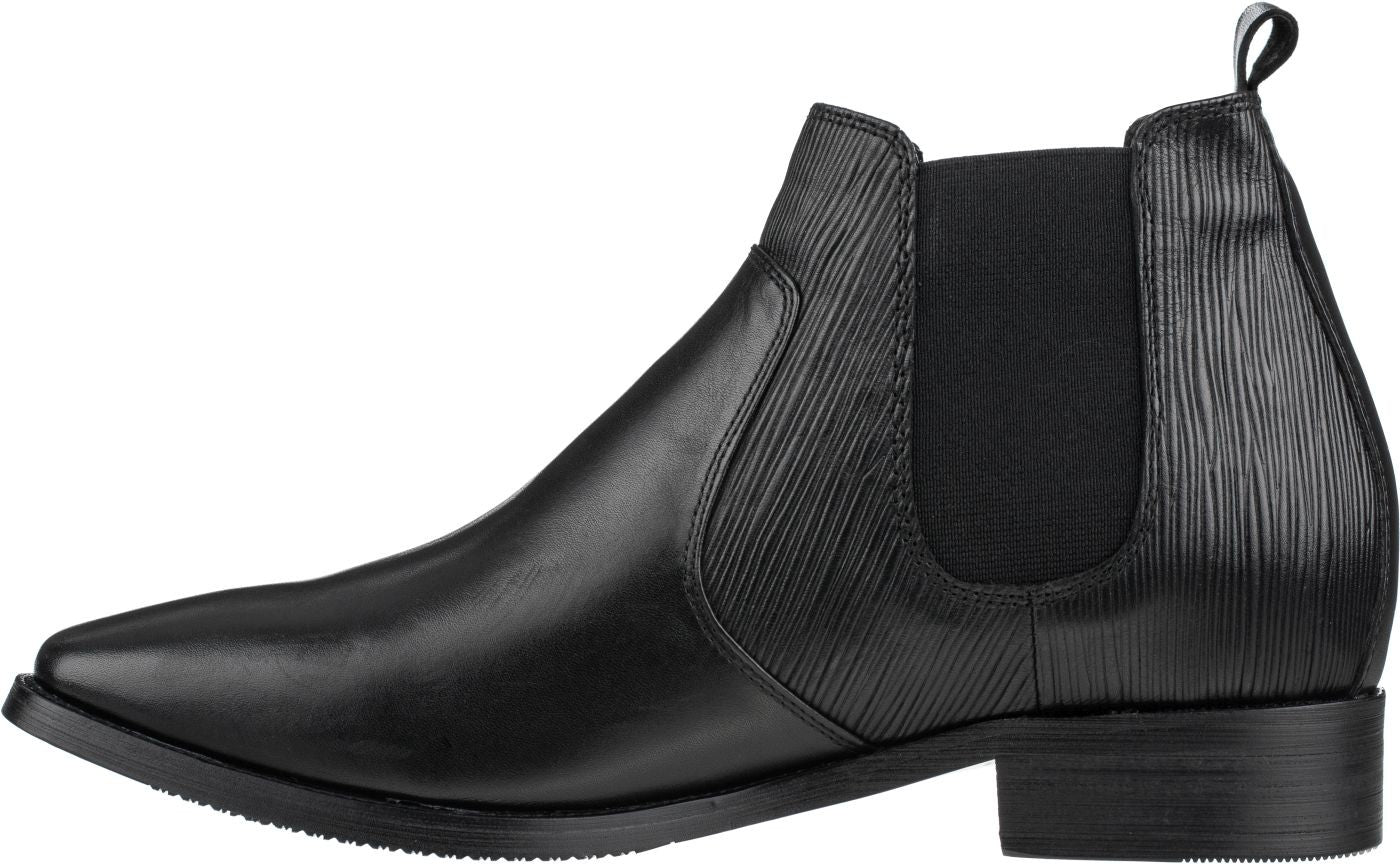 CALTO Black Leather Chelsea Boots - 3 Inches - T54021 - WonderingCloth