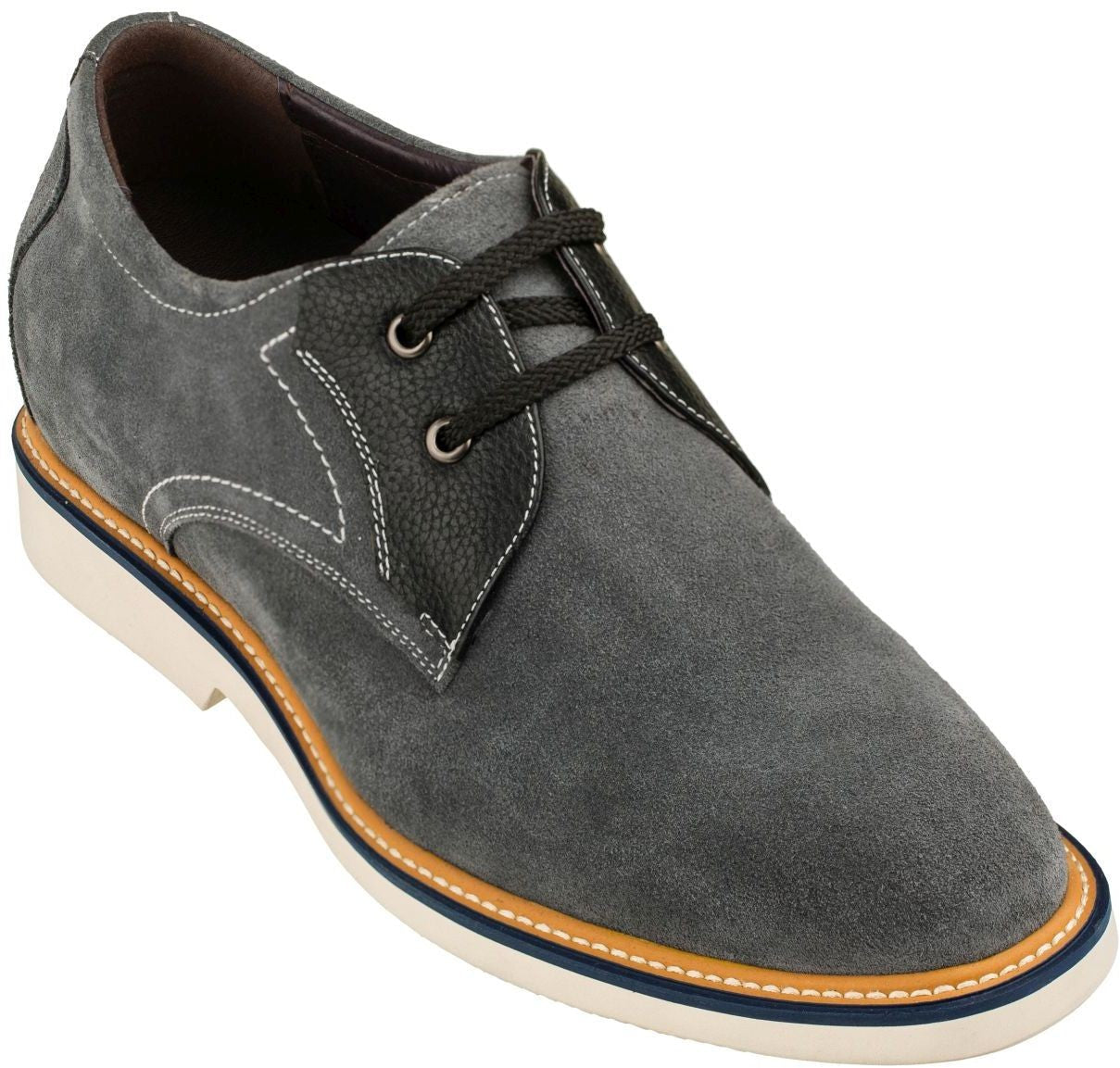 CALTO Business Casual Grey Leather Shoes 2.8 Inch  - Y42023 - WonderingCloth