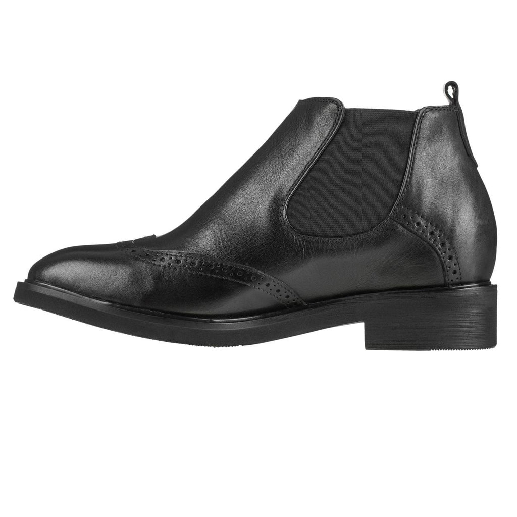 Leather Wing-Tip Ankle Boots - Three Inches - K28802 - WonderingCloth