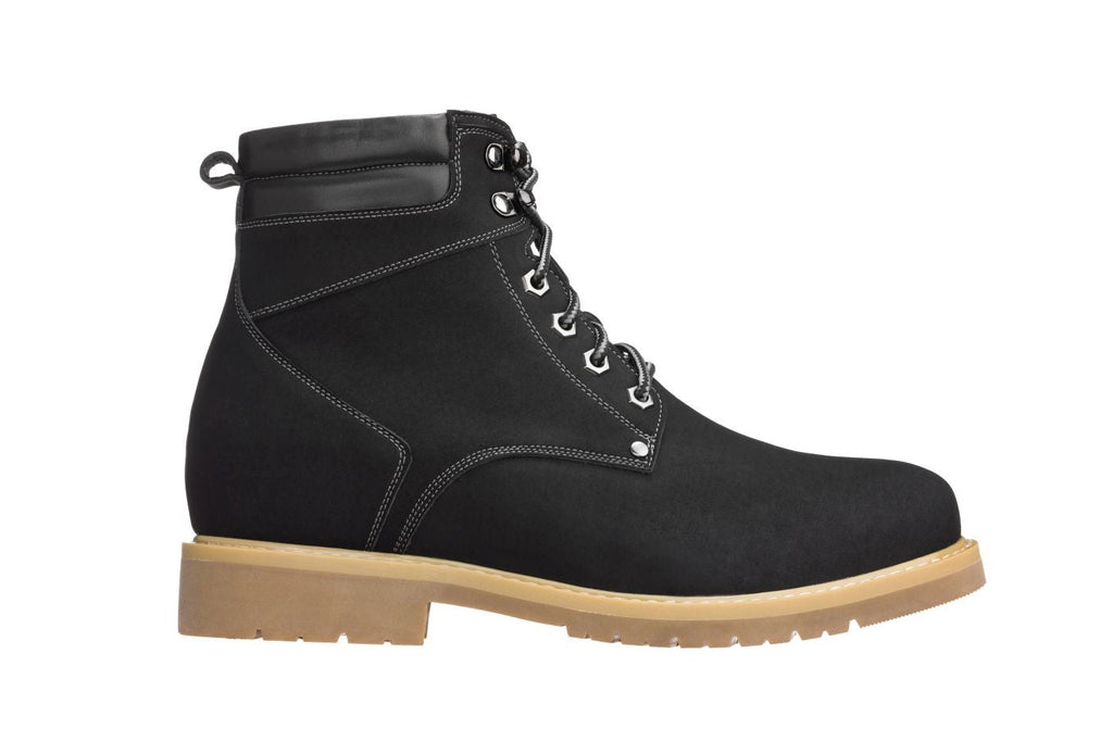 CALTO - K8820 - 3.2 Inches Taller (Nubuck Black) - Work Style Boot - WonderingCloth