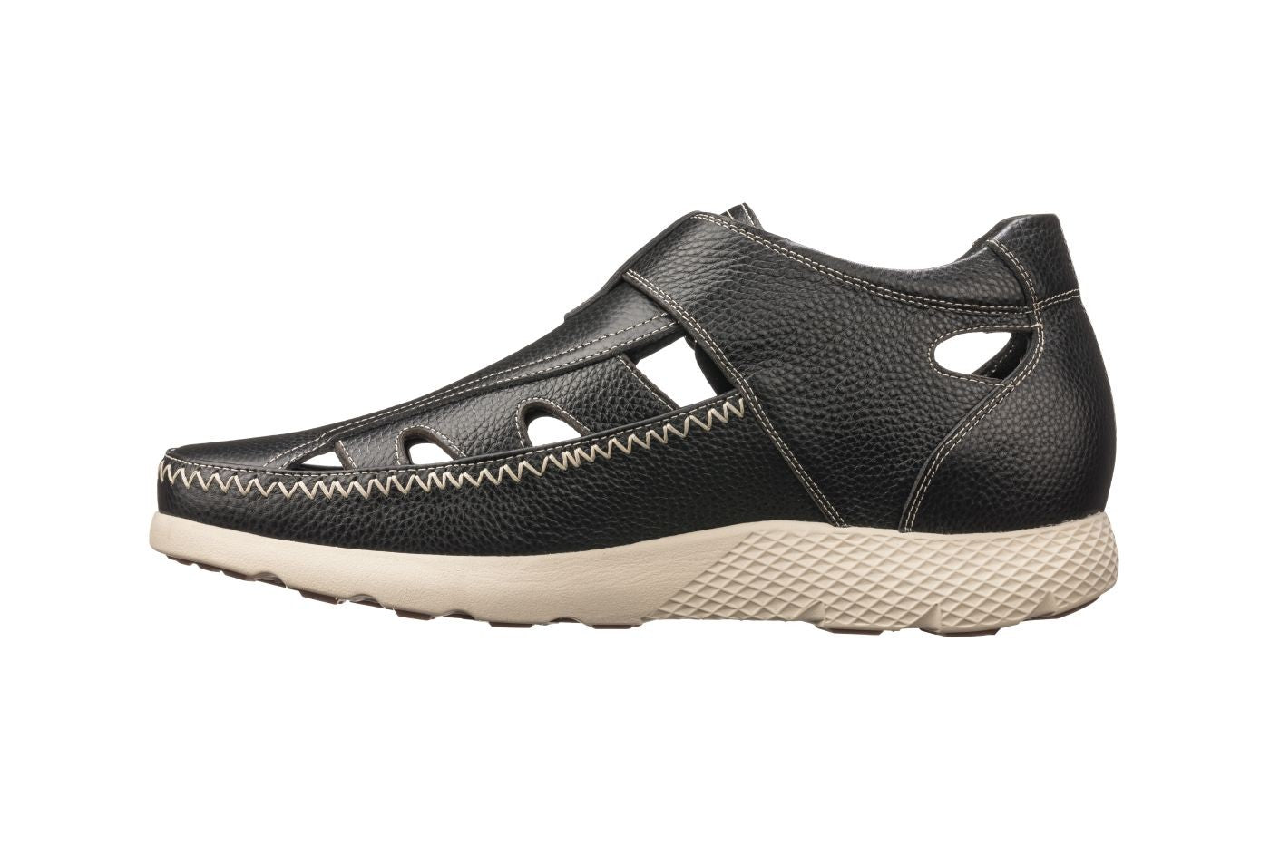 CALTO - K2132 - 2.8 Inches Taller (Black) - Fisherman Sandal Lightweight - WonderingCloth