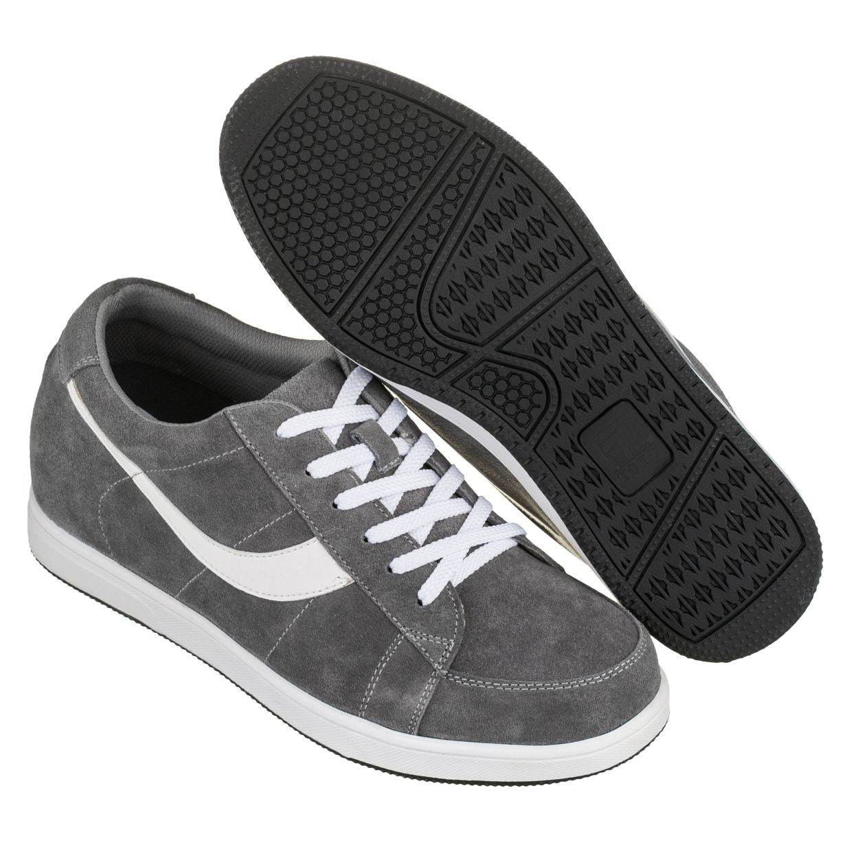 2.8-Inch TOTO Gray & White Suede Leather Sneakers - A1911 - WonderingCloth