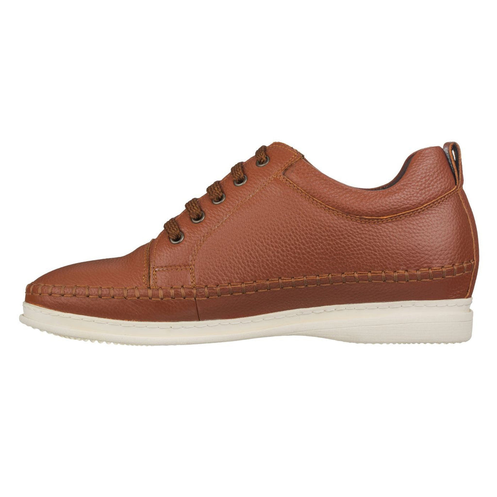 CALTO Casual 3 Inch Leather Elevator Sneakers - Brown - S4313 - WonderingCloth