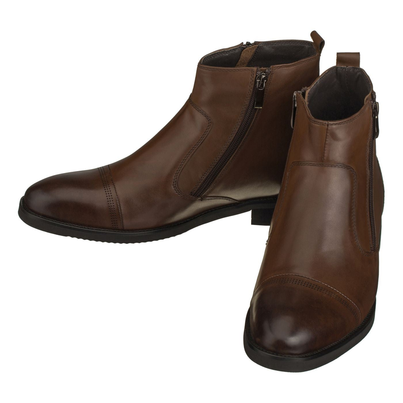 CALTO - S28002 - 2.8 Inches Taller (Dark Brown) - Lightweight - Zipper Boots - WonderingCloth