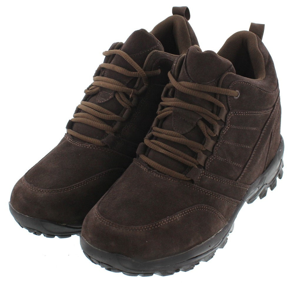 CALTO - H0031 - 4 Inches Taller (Dark Brown) - Hiking Style Boots - WonderingCloth