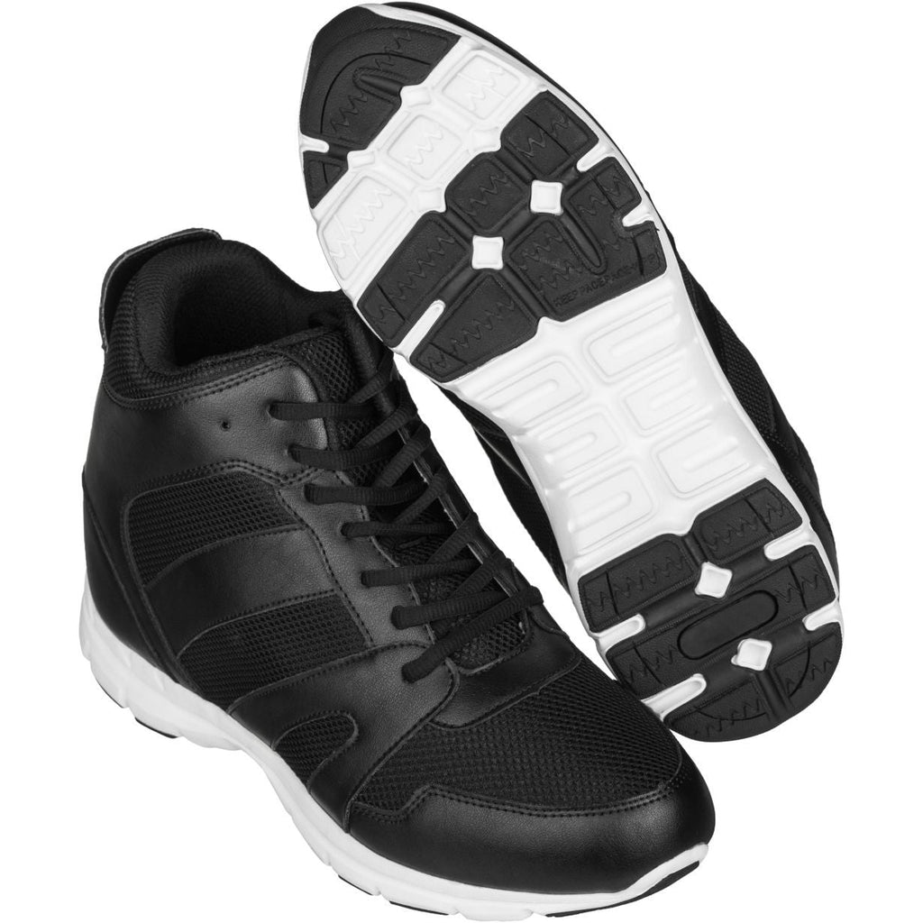 CALTO 4-Inch Taller Men's Black Elevator Sneakers - G3330 - WonderingCloth