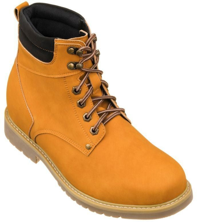 CALTO - K8821 - 3.2 Inches Taller (Nubuck Camel) - Work Style Boot - WonderingCloth