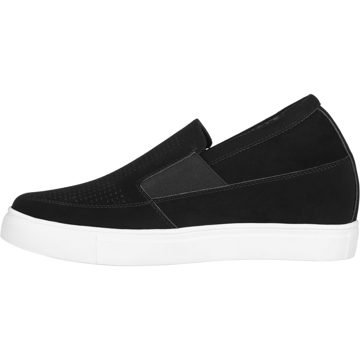 CALTO G63890 3-Inch Taller Lightweight Slip-On Black Sneakers - WonderingCloth