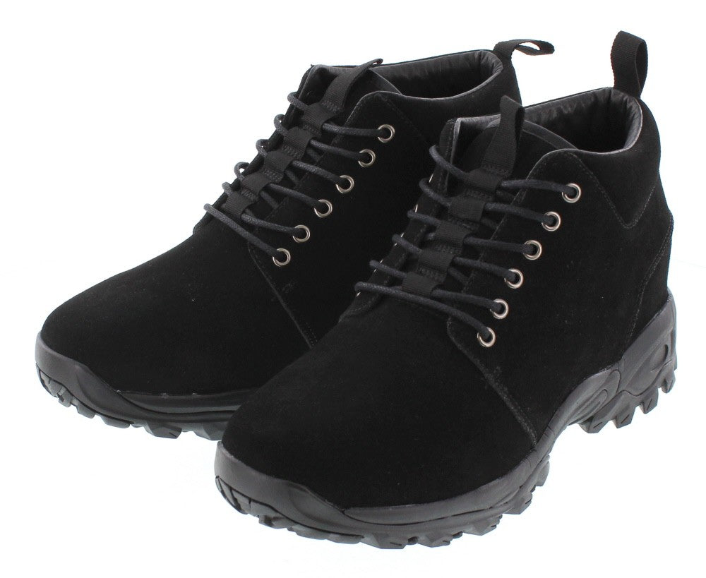 CALTO 3.2" Taller Black Hiker-Style Height-Enhancing Shoes H7222 - WonderingCloth