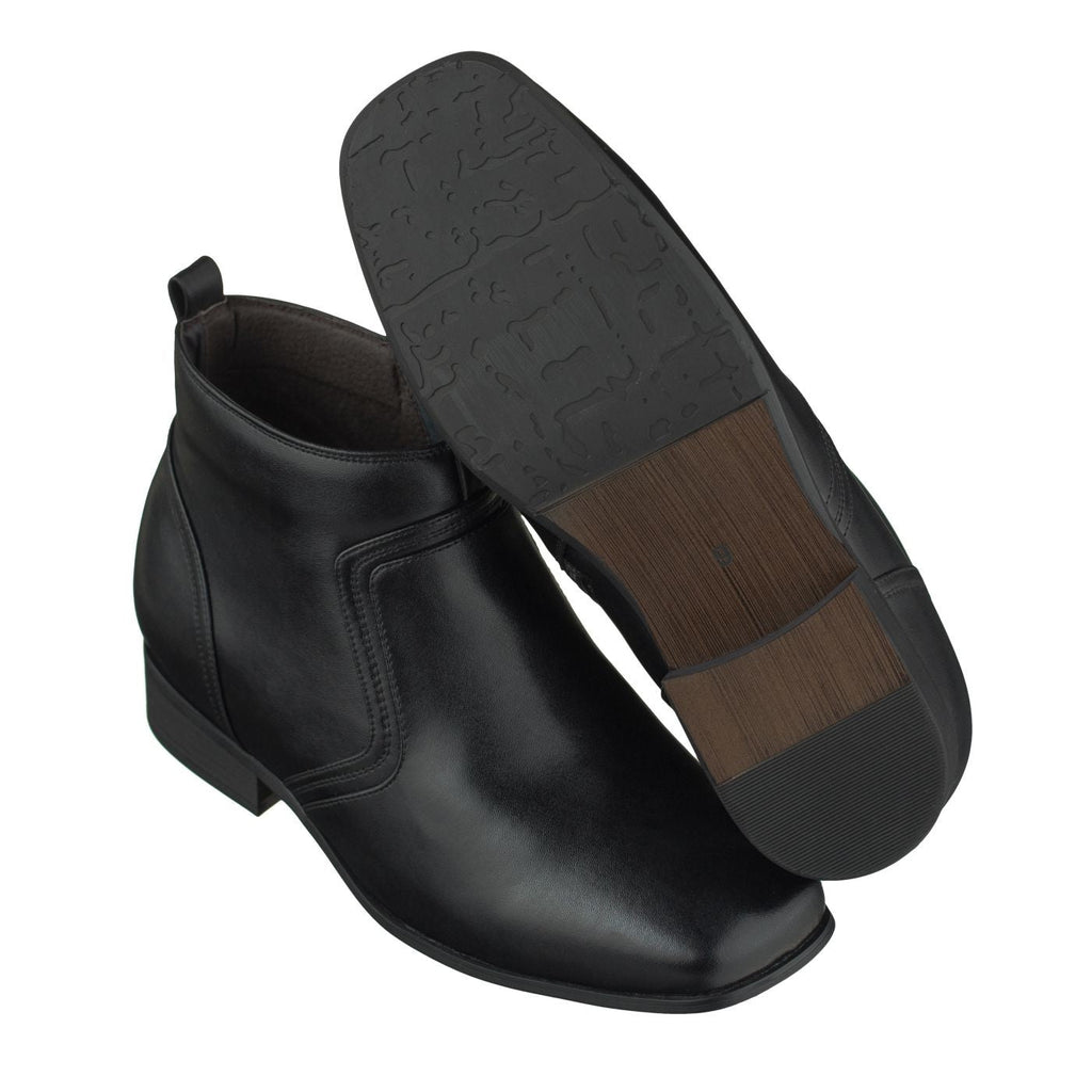 CALTO - G99809 - 3.2 Inches Taller (Black) - Zipper Boots - WonderingCloth