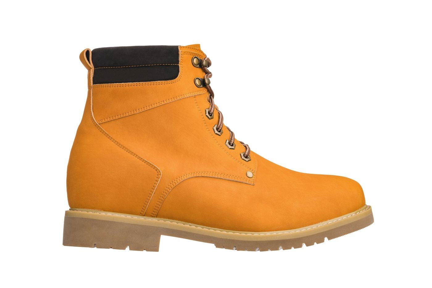 CALTO - K8821 - 3.2 Inches Taller (Nubuck Camel) - Work Style Boot - WonderingCloth