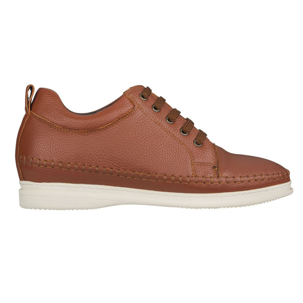 CALTO Casual 3 Inch Leather Elevator Sneakers - Brown - S4313 - WonderingCloth