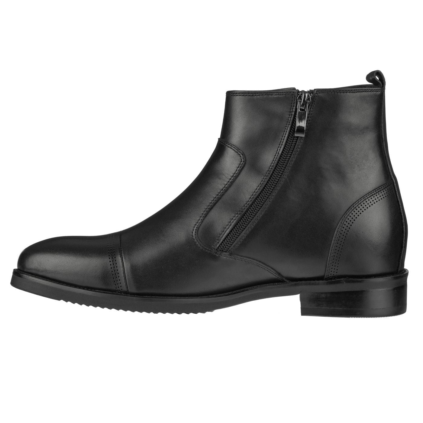CALTO - S28001 - 3.2 Inches Taller (Black) - Lightweight - Zipper Boots - WonderingCloth