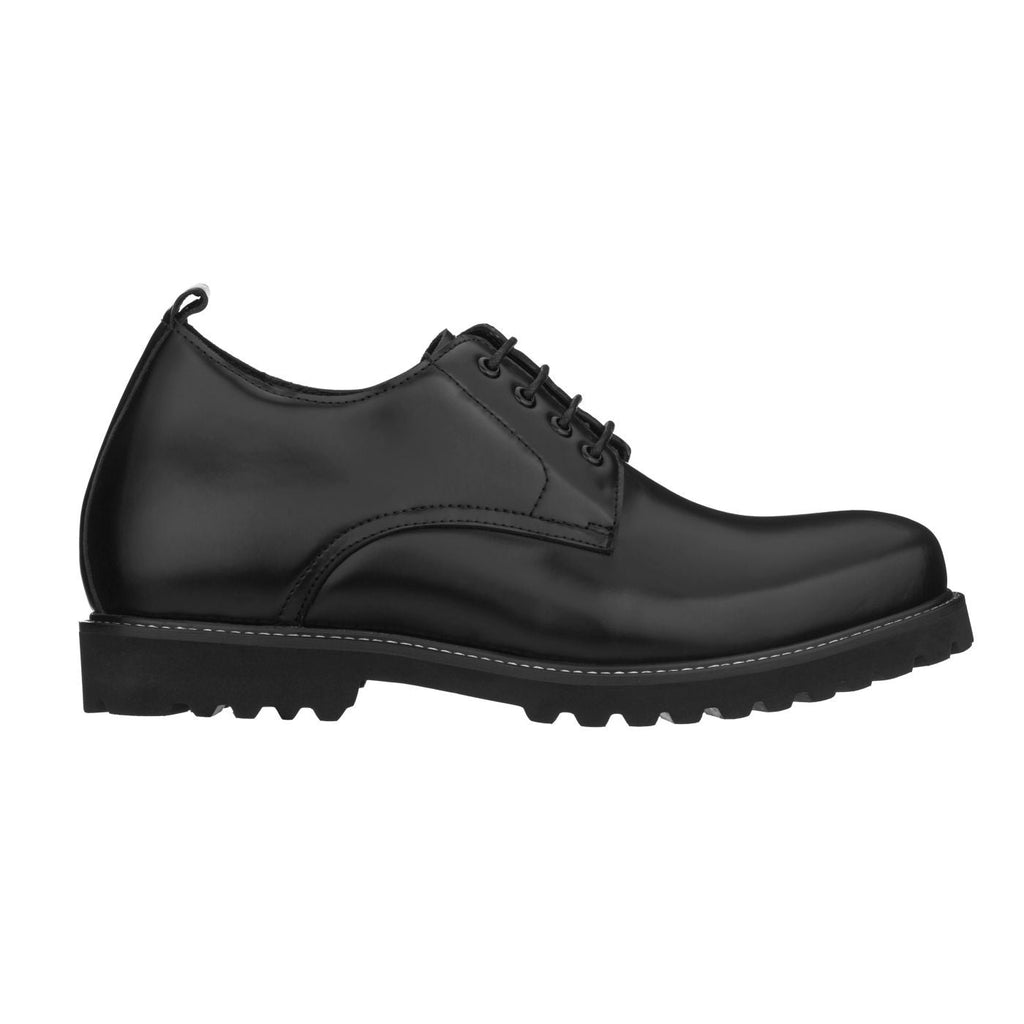 CALTO S9118 - 3" Taller Black Leather Elevator Work Shoes - WonderingCloth
